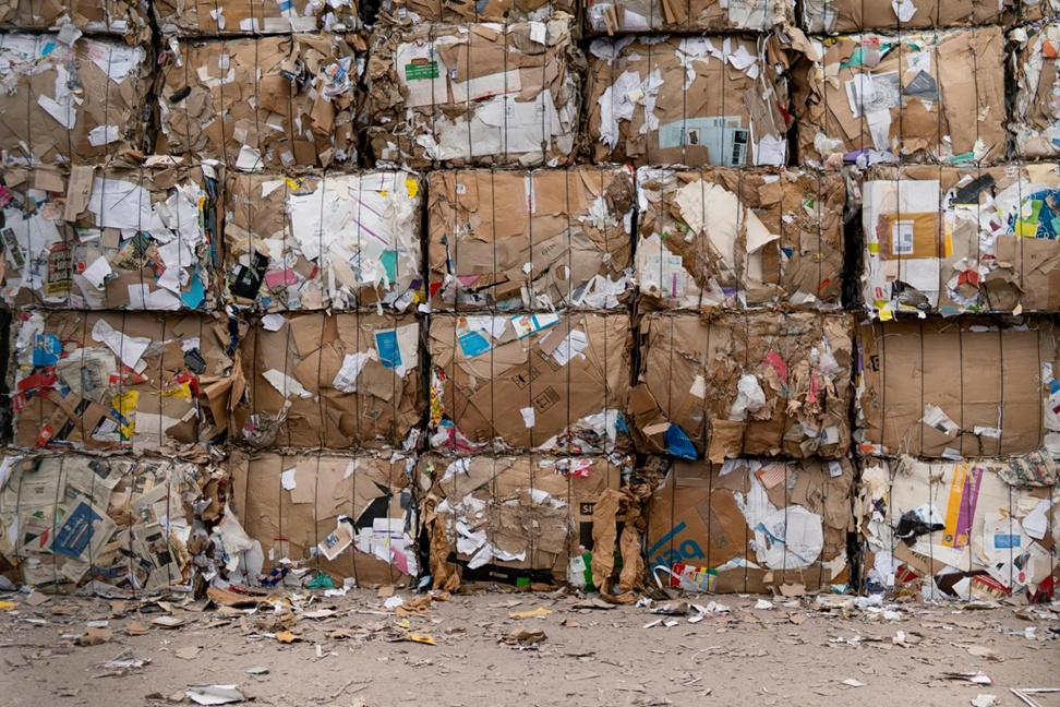 Individually squared piles of waste stacked on top of each other